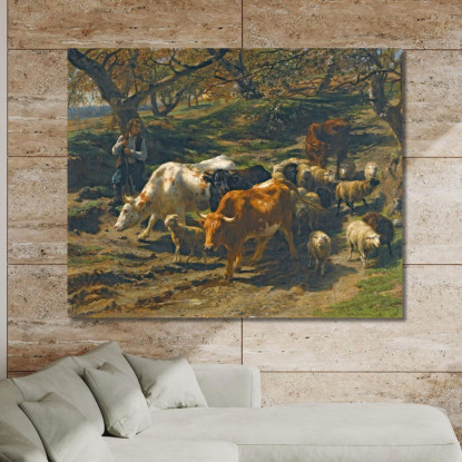 Un Pastore Con Il Suo Gregge Rosa Bonheur rbn62 quadro stampato su tela