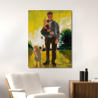 Uomo Con Bambini Zygmunt Waliszewski zwl29 quadro stampato su tela
