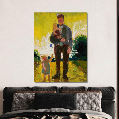 Uomo Con Bambini Zygmunt Waliszewski zwl29 quadro stampato su tela