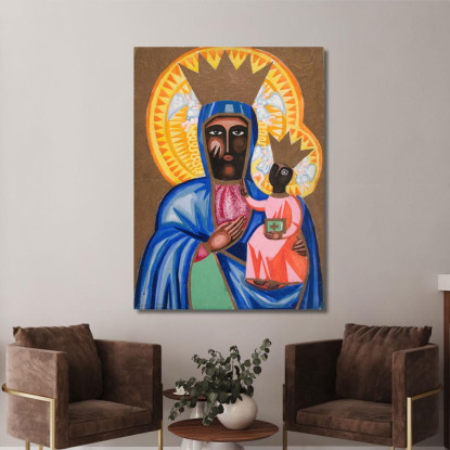Madonna Nera Di Częstochowa Zygmunt Waliszewski zwl30 quadro stampato su tela