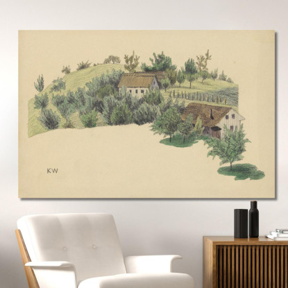 Fattorie Senza Titolo In Collina Karl Wiener kwn483 quadro stampato su tela