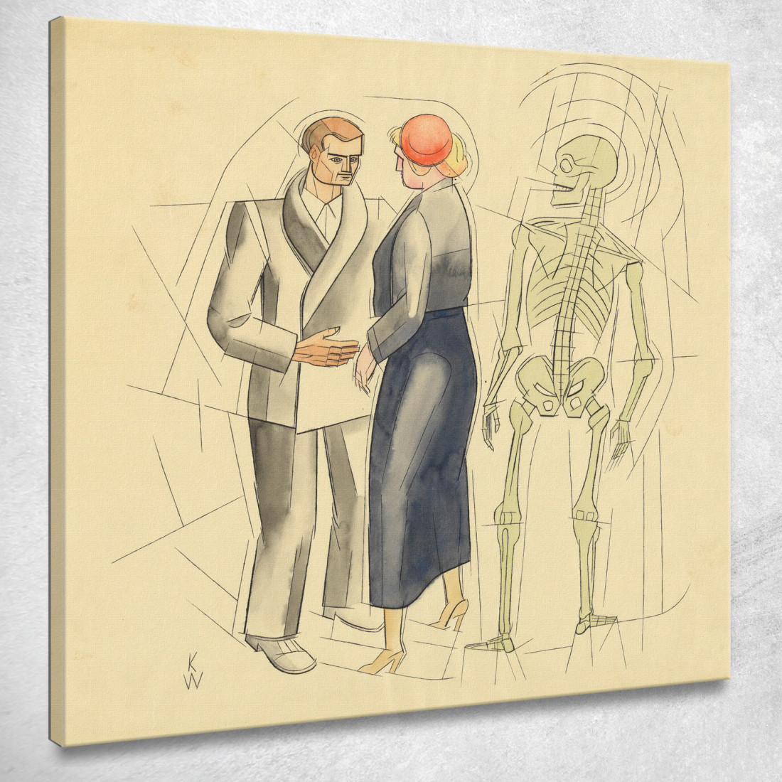 Uomo Donna E Scheletro Senza Titolo Karl Wiener kwn561 quadro stampato su tela Uomo Donna E Scheletro Senza Titolo Karl Wiener kwn561 quadro stampato su tela