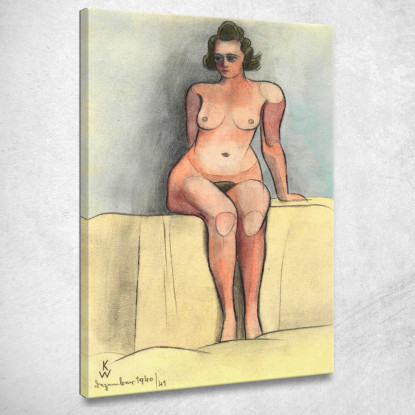 Nudo Femminile Seduto Karl Wiener kwn662 quadro stampato su tela