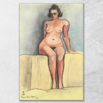 Nudo Femminile Seduto Karl Wiener kwn662 quadro stampato su tela