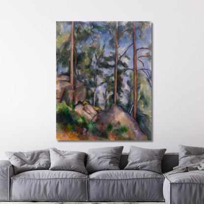 Pini E Rocce Fontainebleau Paul Cézanne pcz72 quadro stampato su tela