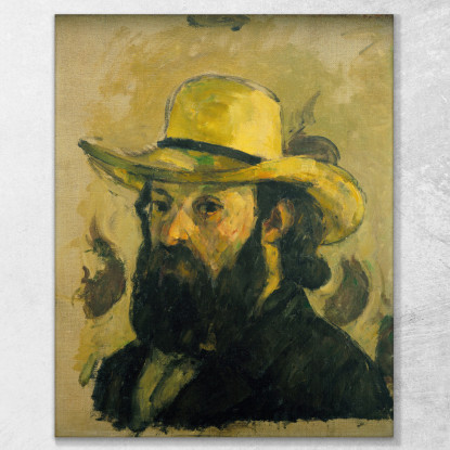 Autoritratto Con Cappello Di Paglia Paul Cézanne pcz83 quadro stampato su tela