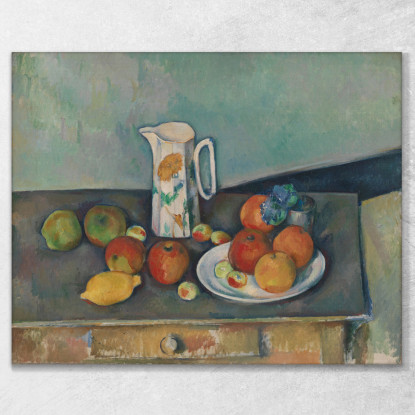 Natura Morta Con Pentola Del Latte E Frutta Su Un Tavolo Paul Cézanne pcz99 quadro stampato su tela