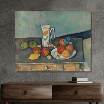 Natura Morta Con Pentola Del Latte E Frutta Su Un Tavolo Paul Cézanne pcz99 quadro stampato su tela
