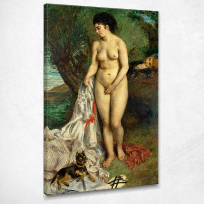 Bagnante Con Cane Grifone - Liza Sulla Riva Della Senna 1870 Pierre-Auguste Renoir par40 quadro stampato su tela