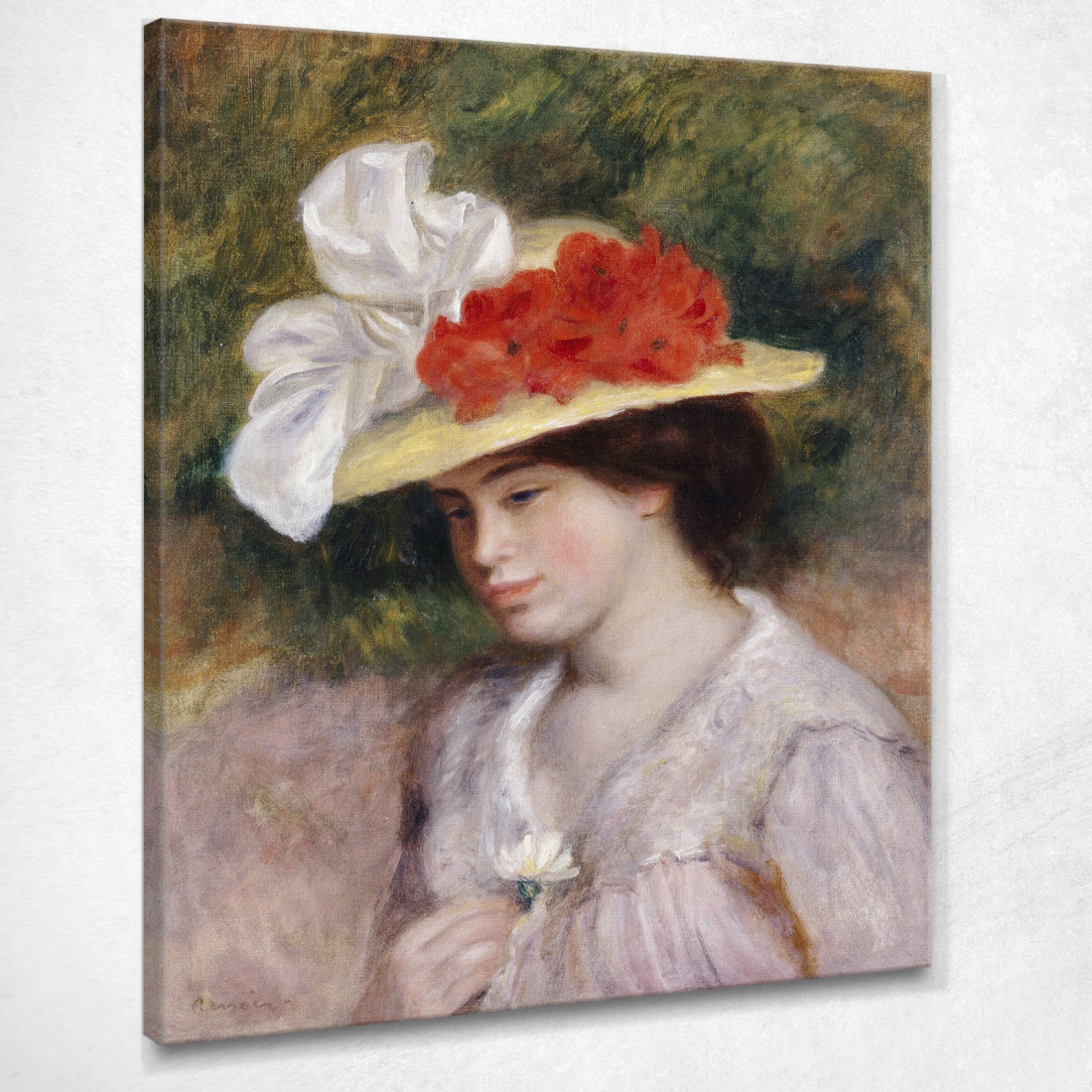 Donna Con Cappello A Fiori 1889 Pierre-Auguste Renoir par83 quadro stampato su tela Donna Con Cappello A Fiori 1889 Pierre-Auguste Renoir par83 quadro stampato su tela