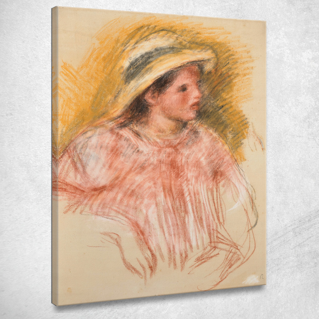 Busto Di Donna Con Cappello Pierre-Auguste Renoir par173 quadro stampato su tela Busto Di Donna Con Cappello Pierre-Auguste Renoir par173 quadro stampato su tela