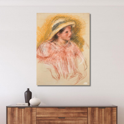 Busto Di Donna Con Cappello Pierre-Auguste Renoir par173 quadro stampato su tela