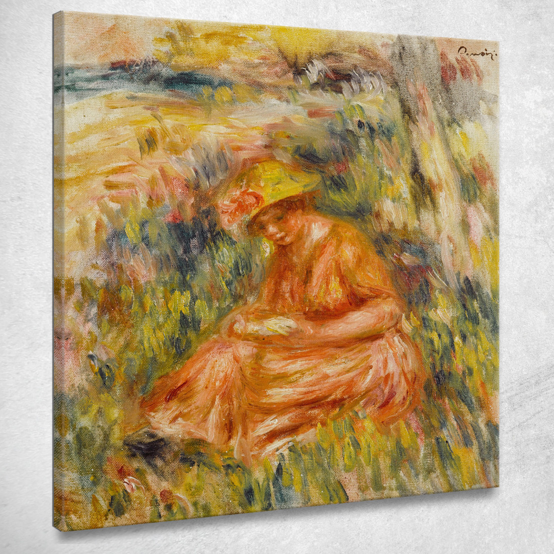 Donna Che Legge In Un Paesaggio Pierre-Auguste Renoir par217 quadro stampato su tela Donna Che Legge In Un Paesaggio Pierre-Auguste Renoir par217 quadro stampato su tela