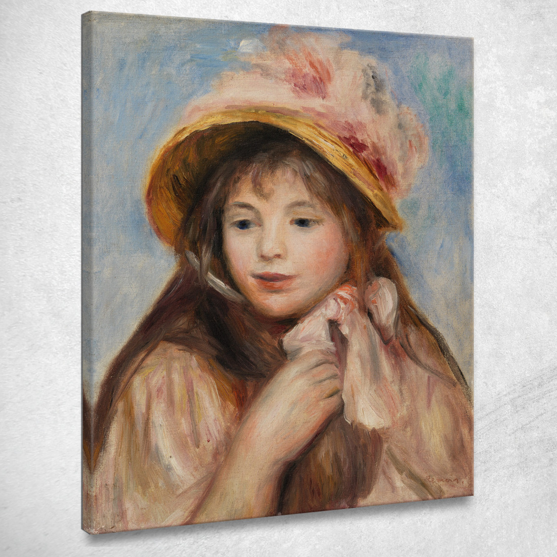 Ragazza Con Il Cofano Rosa Pierre-Auguste Renoir par247 quadro stampato su tela Ragazza Con Il Cofano Rosa Pierre-Auguste Renoir par247 quadro stampato su tela