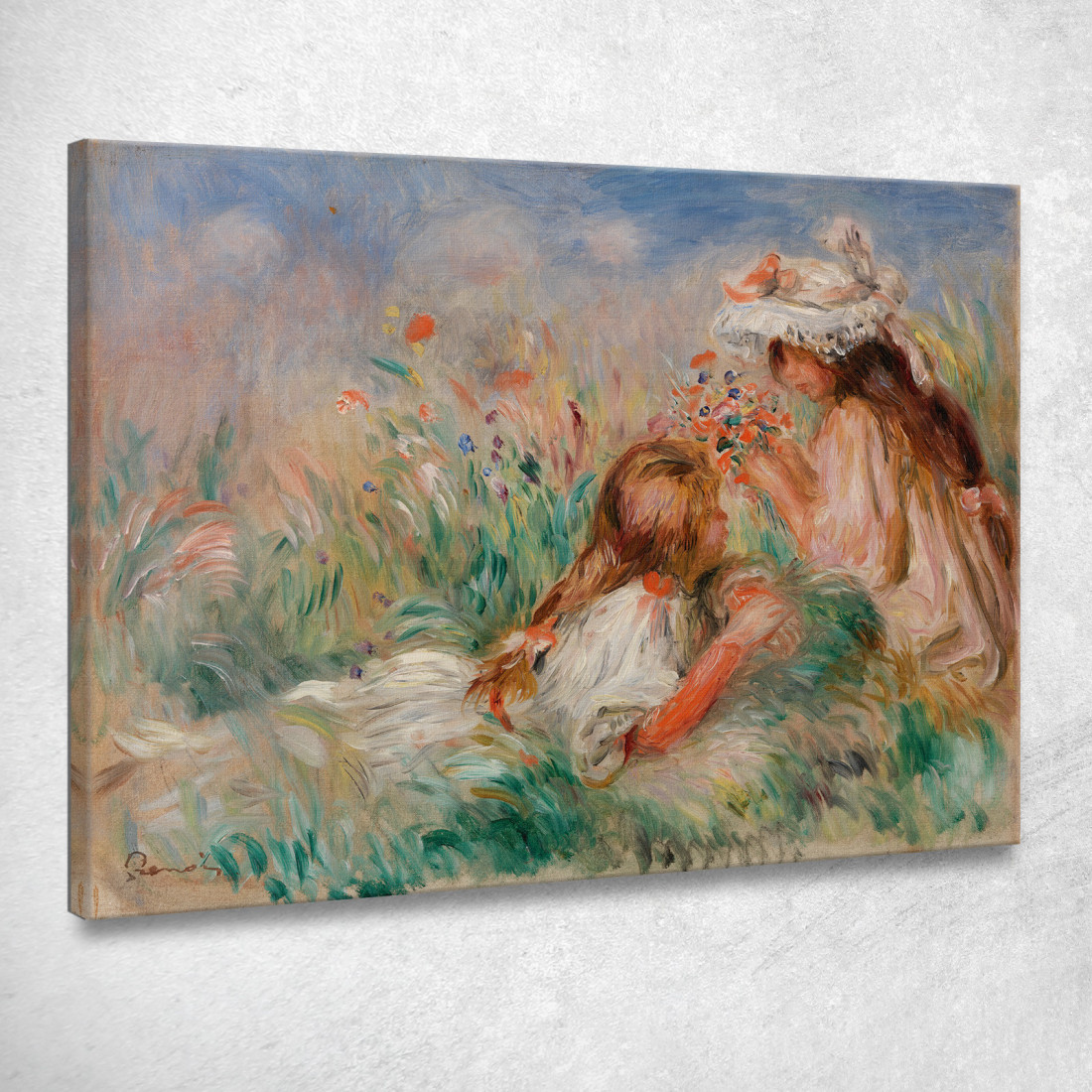 Ragazze Nell'Erba Che Sistemano Un Mazzo Pierre-Auguste Renoir par248 quadro stampato su tela Ragazze Nell'Erba Che Sistemano Un Mazzo Pierre-Auguste Renoir par248 quadro stampato su tela