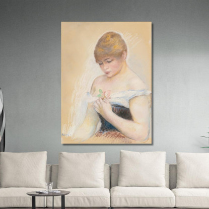 Giovane Donna Che Tiene Un Fiore Pierre-Auguste Renoir par269 quadro stampato su tela