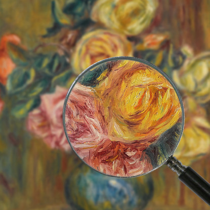 Rose Dietro La Tenda Blu Pierre-Auguste Renoir par323 quadro stampato su tela