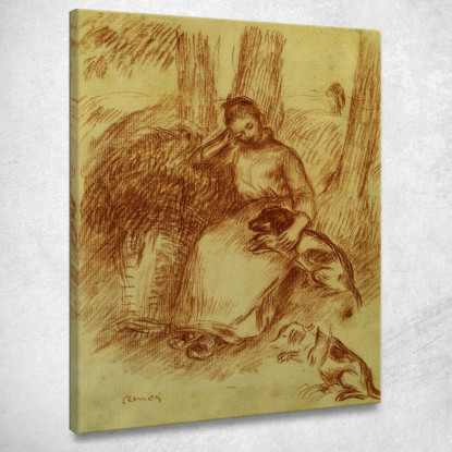 Contadina Con Cane Pierre-Auguste Renoir par395 quadro stampato su tela