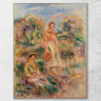 Donna In Piedi E Donna Seduta In Un Paesaggio Pierre-Auguste Renoir par454 quadro stampato su tela