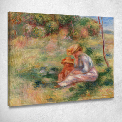 Donna E Bambino Nell'Erba Pierre-Auguste Renoir par505 quadro stampato su tela