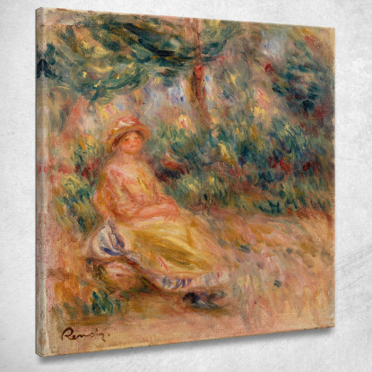 Donna In Rosa E Giallo In Un Paesaggio Pierre-Auguste Renoir par513 quadro stampato su tela