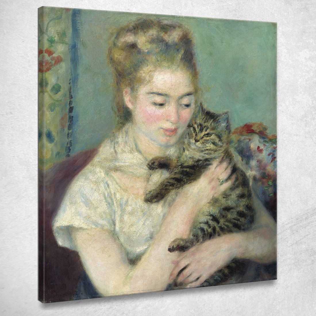 Donna Con Un Gatto Pierre-Auguste Renoir par517 quadro stampato su tela Donna Con Un Gatto Pierre-Auguste Renoir par517 quadro stampato su tela