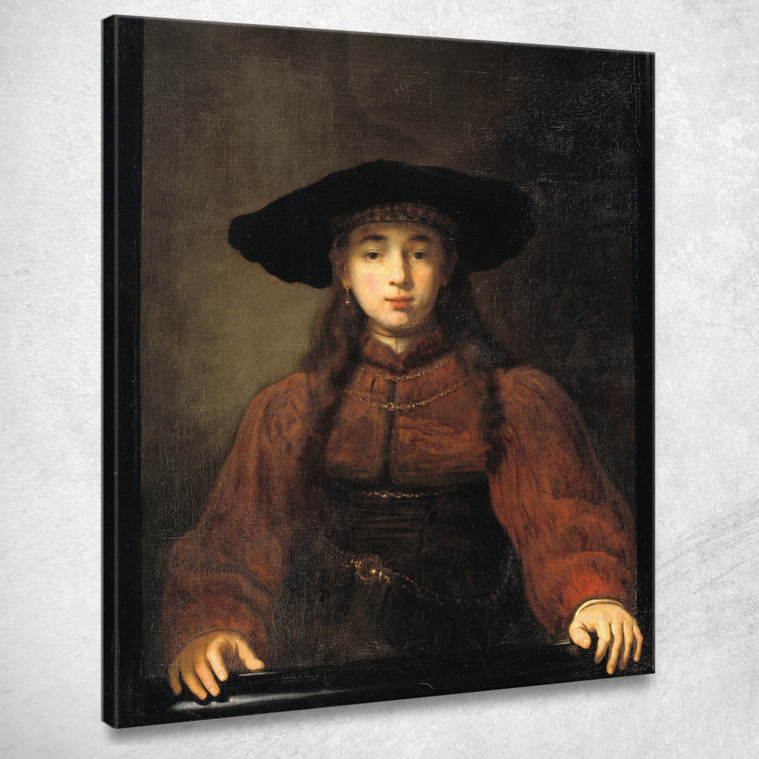 Una Giovane Donna Con Le Mani Appoggiate Rembrandt van Rijn rvr11 quadro stampato su tela Una Giovane Donna Con Le Mani Appoggiate Rembrandt van Rijn rvr11 quadro stampato su tela