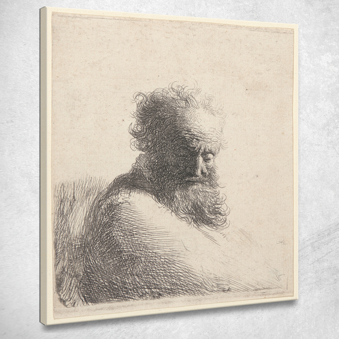 Busto Di Un Vecchio Uomo Barbuto Che Guarda In Basso Rembrandt van Rijn rvr31 quadro stampato su tela Busto Di Un Vecchio Uomo Barbuto Che Guarda In Basso Rembrandt van Rijn rvr31 quadro stampato su tela