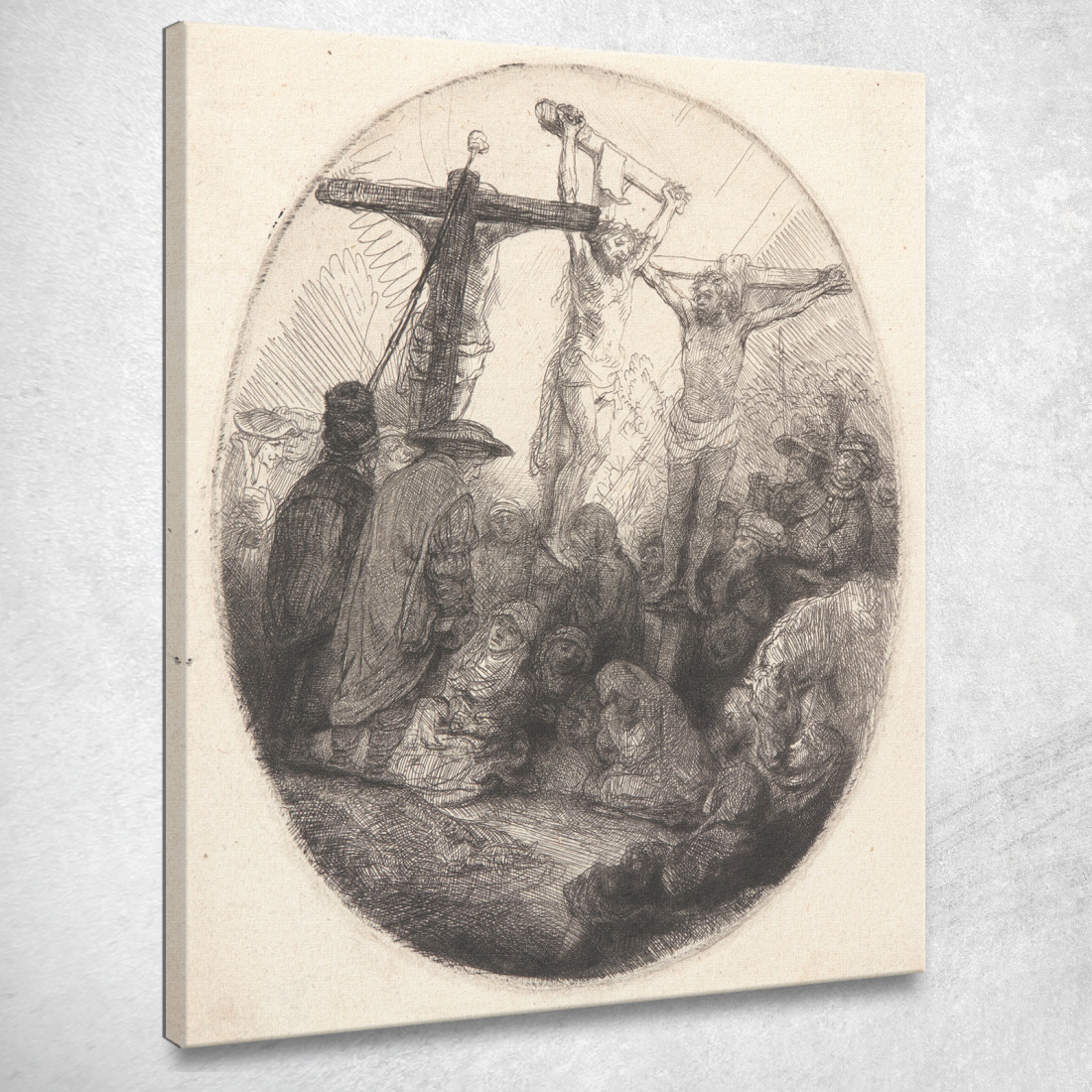 Cristo Crocifisso Tra I Due Ladroni Rembrandt van Rijn rvr38 quadro stampato su tela Cristo Crocifisso Tra I Due Ladroni Rembrandt van Rijn rvr38 quadro stampato su tela
