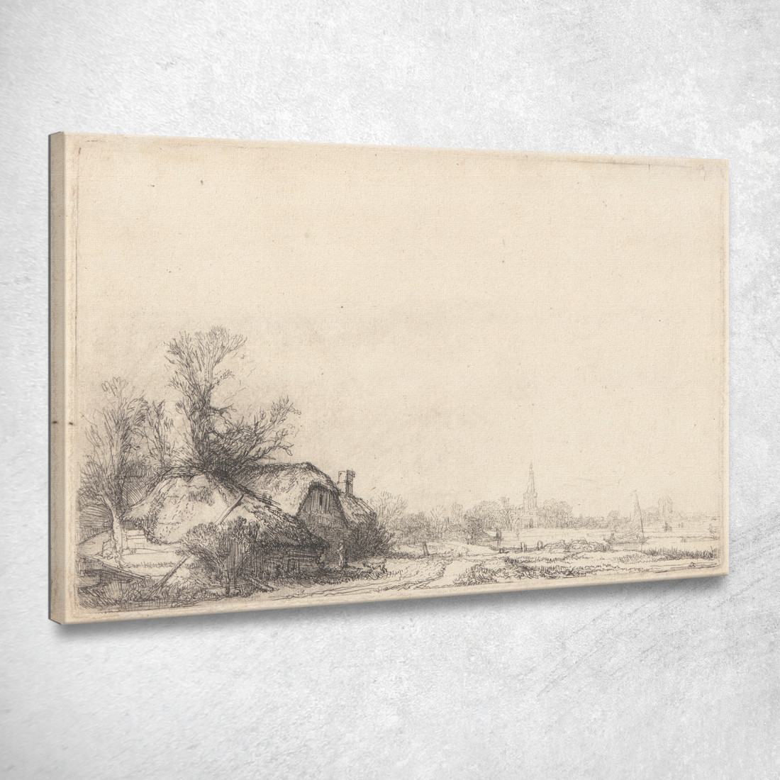 Cottage Accanto Ad Un Canale Rembrandt van Rijn rvr47 quadro stampato su tela Cottage Accanto Ad Un Canale Rembrandt van Rijn rvr47 quadro stampato su tela