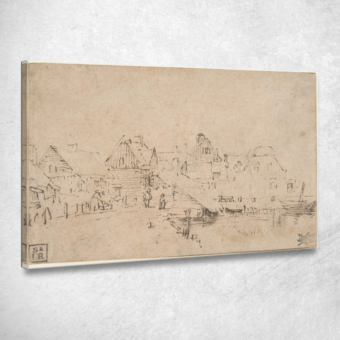 Case Sull'Acqua Rembrandt van Rijn rvr64 quadro stampato su tela Case Sull'Acqua Rembrandt van Rijn rvr64 quadro stampato su tela
