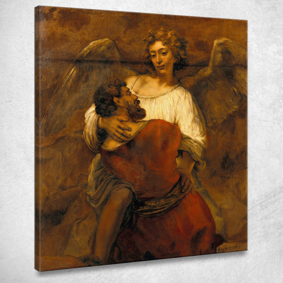 Giacobbe Lotta Con L'Angelo Rembrandt van Rijn rvr65 quadro stampato su tela Giacobbe Lotta Con L'Angelo Rembrandt van Rijn rvr65 quadro stampato su tela