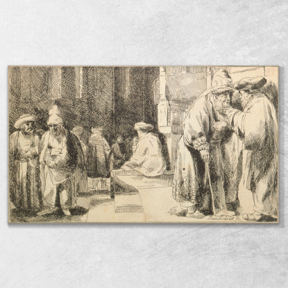 Ebrei Nella Sinagoga Rembrandt van Rijn rvr71 quadro stampato su tela