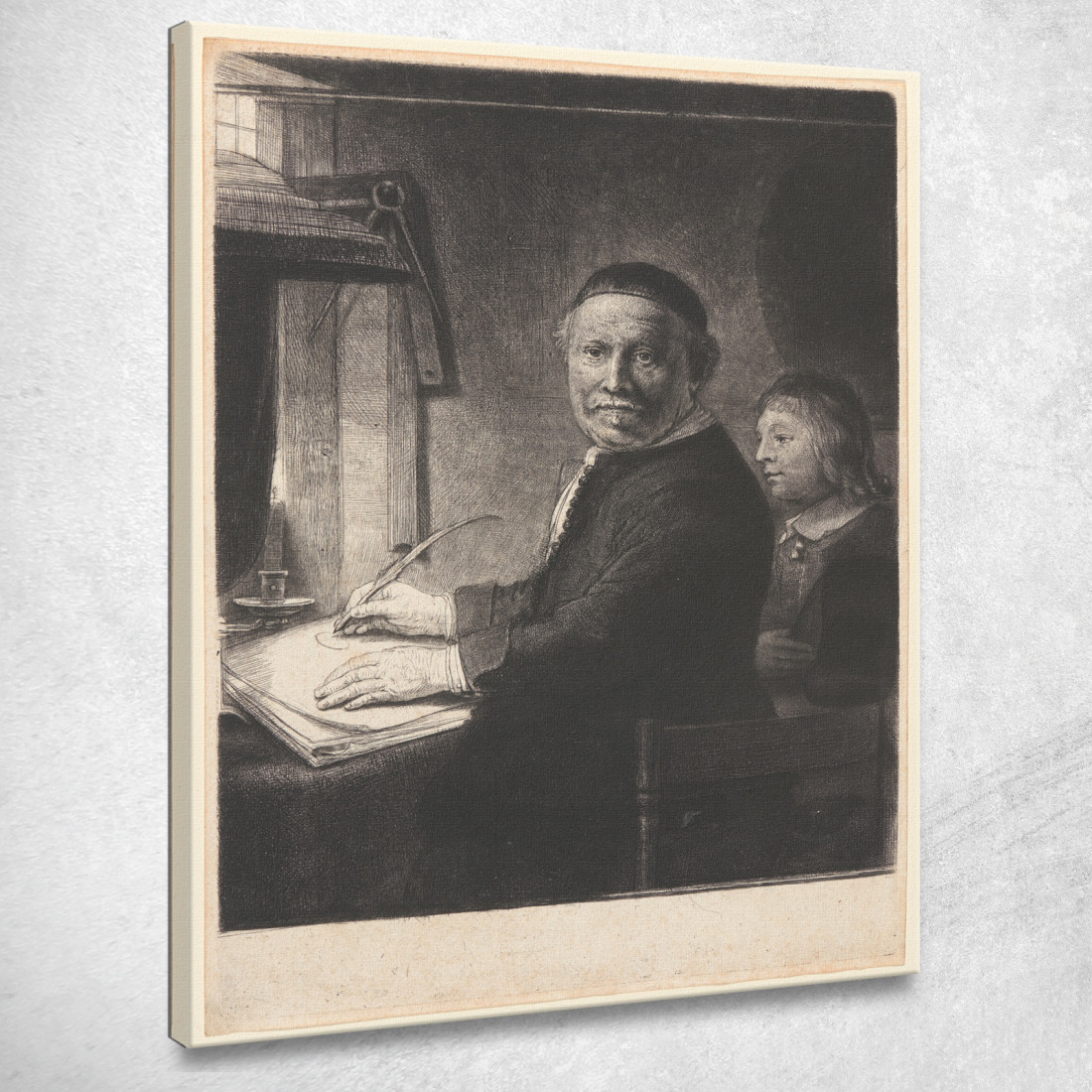 Lieven Willemsz Van Coppenol Maestro Di Scrittura Rembrandt van Rijn rvr85 quadro stampato su tela Lieven Willemsz Van Coppenol Maestro Di Scrittura Rembrandt van Rijn rvr85 quadro stampato su tela