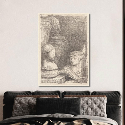 Uomo Che Disegna Da Un Calco Rembrandt van Rijn rvr90 quadro stampato su tela