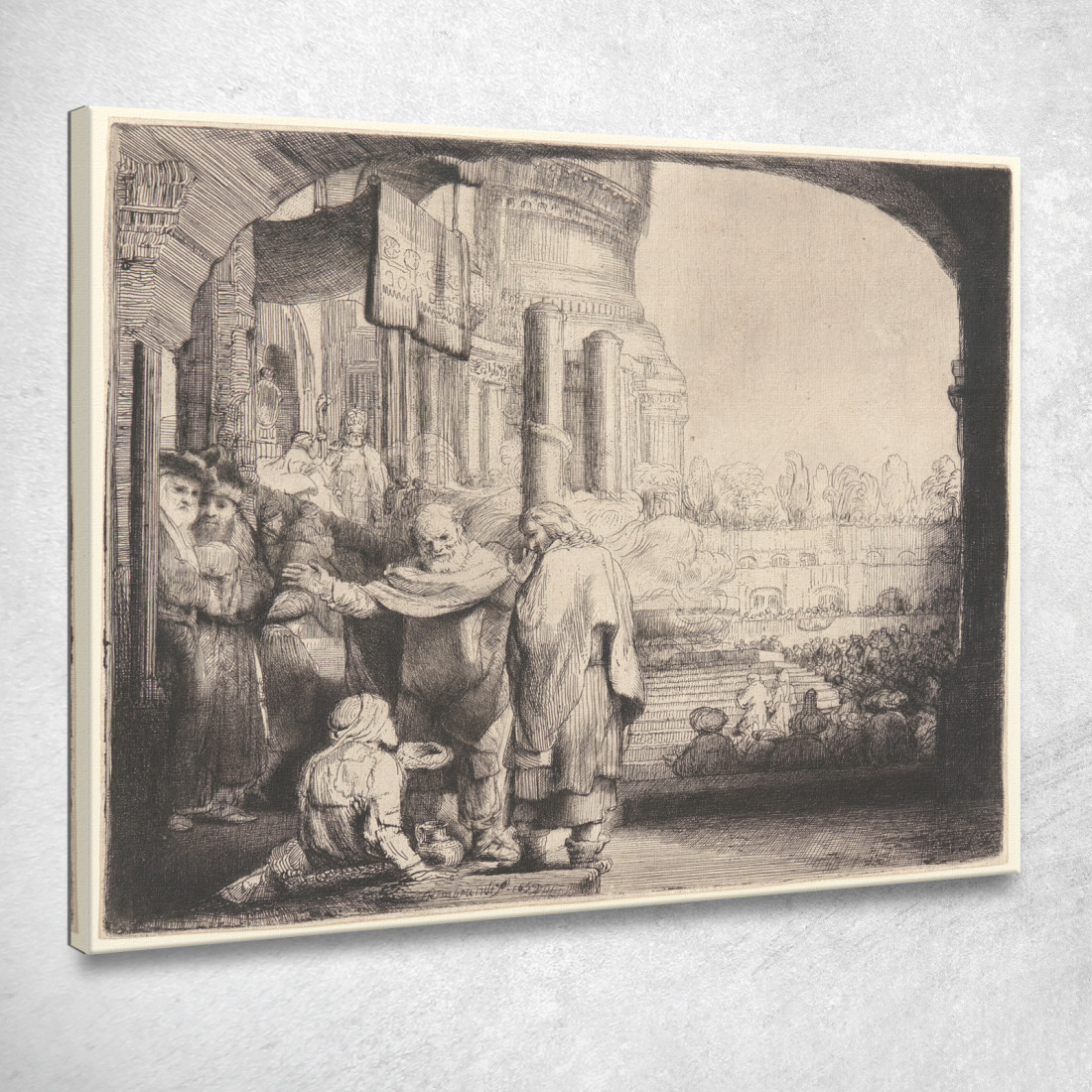Pietro E Giovanni Guariscono Lo Storpio Alla Porta Del Tempio Rembrandt van Rijn rvr117 quadro stampato su tela Pietro E Giovanni Guariscono Lo Storpio Alla Porta Del Tempio Rembrandt van Rijn rvr117 quadro stampato su tela