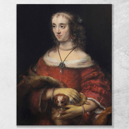 Ritratto Di Dama Con Cagnolino Rembrandt van Rijn rvr122 quadro stampato su tela