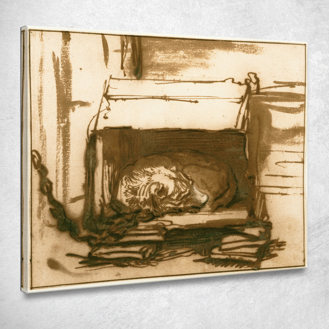 Cane Da Guardia Dormiente Rembrandt van Rijn rvr189 quadro stampato su tela Cane Da Guardia Dormiente Rembrandt van Rijn rvr189 quadro stampato su tela