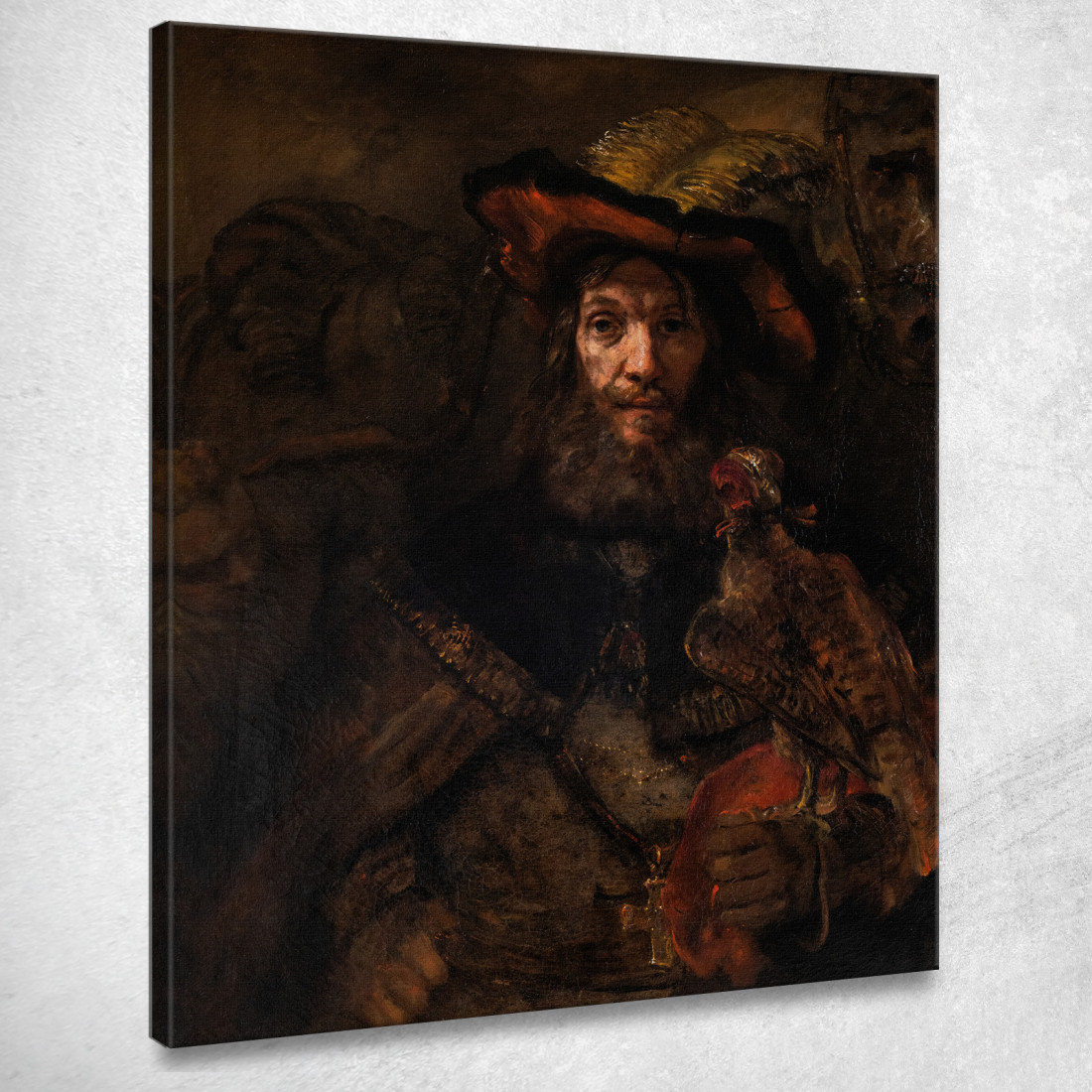 Il Cavaliere Con Il Falco Rembrandt van Rijn rvr231 quadro stampato su tela Il Cavaliere Con Il Falco Rembrandt van Rijn rvr231 quadro stampato su tela