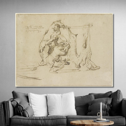 Due Macellai Rembrandt van Rijn rvr265 quadro stampato su tela