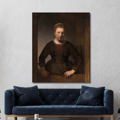 Giovane Donna A Una Mezza Porta Aperta Rembrandt van Rijn rvr274 quadro stampato su tela