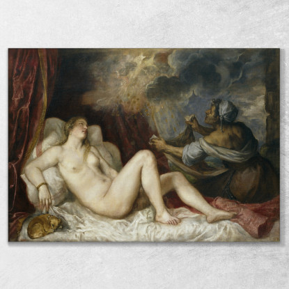 Danae Riceve Il Prado Della Pioggia D'Oro Titian Tiziano Vecellio ttn18 quadro stampato su tela