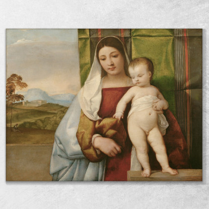 Madonna Gitana Titian Tiziano Vecellio ttn29 quadro stampato su tela