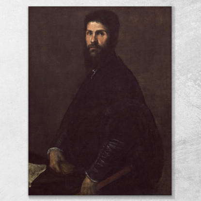 Uomo Che Tiene Un Flauto Titian Tiziano Vecellio ttn37 quadro stampato su tela