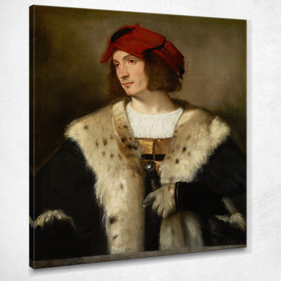 Ritratto Di Un Uomo Con Un Cappello Rosso Titian Tiziano Vecellio ttn47 quadro stampato su tela Ritratto Di Un Uomo Con Un Cappello Rosso Titian Tiziano Vecellio ttn47 quadro stampato su tela