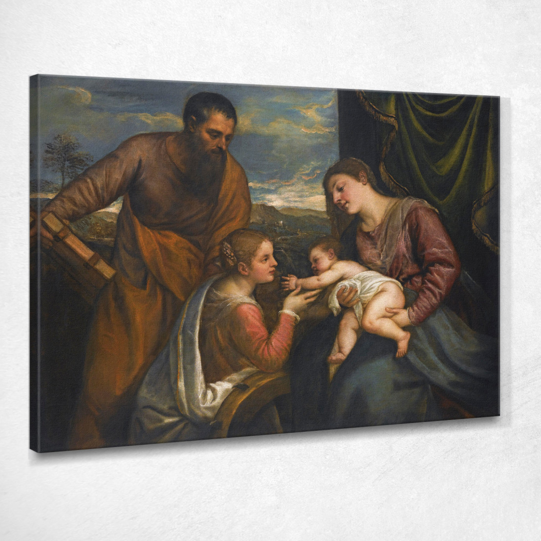 La Madonna Col Bambino E I Santi Luca E Caterina D'Alessandria Titian Tiziano Vecellio ttn65 quadro stampato su tela La Madonna Col Bambino E I Santi Luca E Caterina D'Alessandria Titian Tiziano Vecellio ttn65 quadro stampato su tela