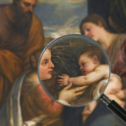 La Madonna Col Bambino E I Santi Luca E Caterina D'Alessandria Titian Tiziano Vecellio ttn65 quadro stampato su tela