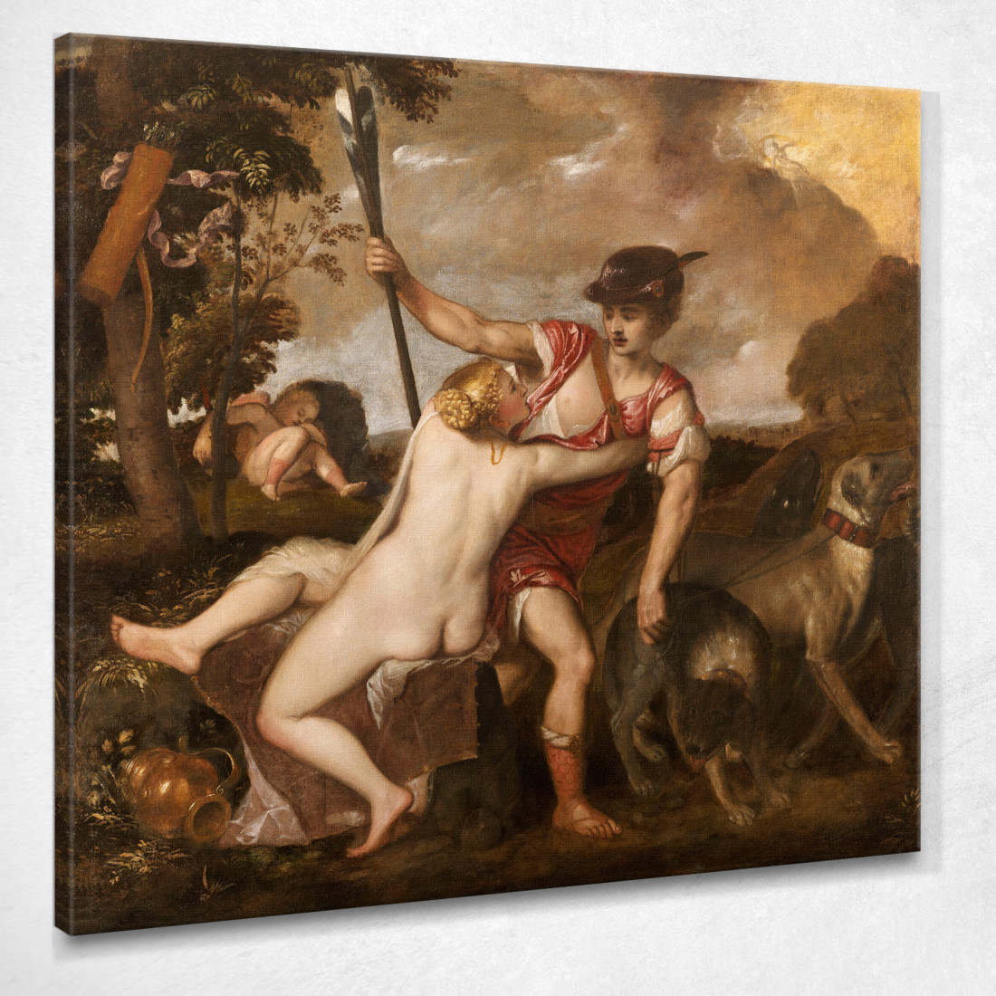 Venere E Adone 1550 Titian Tiziano Vecellio ttn73 quadro stampato su tela Venere E Adone 1550 Titian Tiziano Vecellio ttn73 quadro stampato su tela