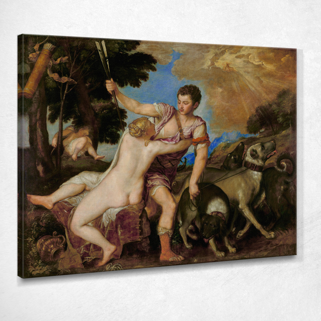 Venere E Adone Titian Tiziano Vecellio ttn74 quadro stampato su tela