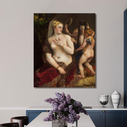 Venere Con Uno Specchio Titian Tiziano Vecellio ttn78 quadro stampato su tela